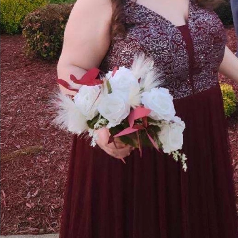 Elegant Burgundy Lace Gown